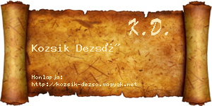 Kozsik Dezső névjegykártya