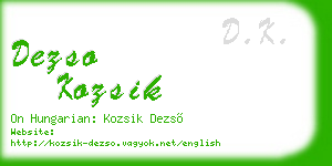 dezso kozsik business card